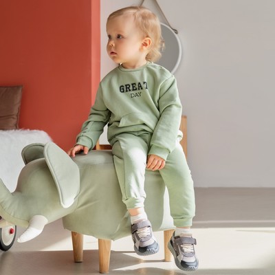 Костюм: толстовка и брюки Крошка Я Street style, рост 80-86 см, зелёный