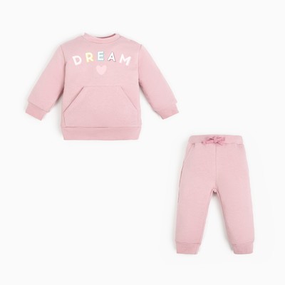 Костюм: толстовка и брюки Крошка Я Flower, рост 74-80 см, розовый