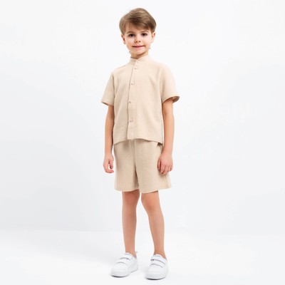Комплект для мальчика (рубашка, шорты) MINAKU цвет бежевый, рост 128
