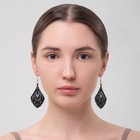 Серьги висячие «Шелест» восточная капля, ажур, блестка, цвет чёрный, 7.5 см - Фото 2