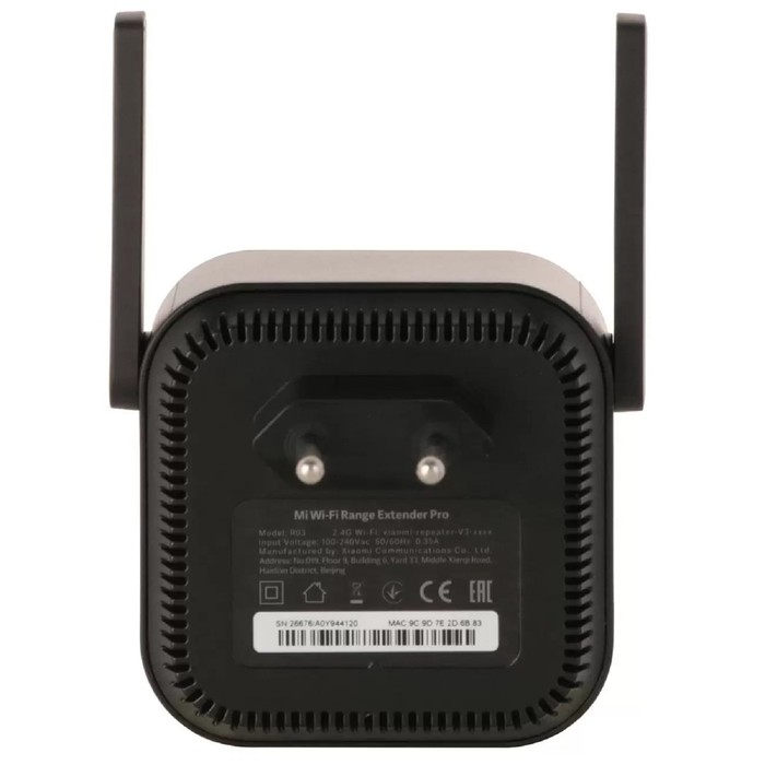 Усилитель сигнала Mi Wi-Fi Range Extender Pro R03, 300 Мб/с, чёрный - фото 51309825