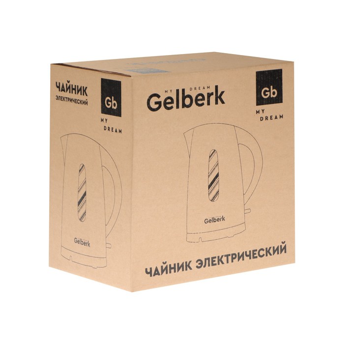 Чайник электрический GELBERK GL-460, пластик, 1.7 л, 2200 Вт, белый - фото 51338885