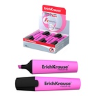 Маркер-текстовыделитель ErichKrause V-12, 0.6-5.2 мм, флуоресцентные чернила на водной основе, розовый - Фото 1