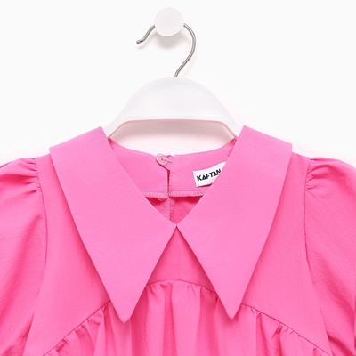 Платье с воротником для девочки KAFTAN: Summer cotton, ярко-розовое, рост 122-128 см