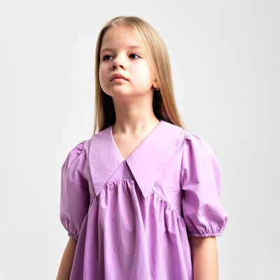 Платье с воротником для девочки KAFTAN: Summer cotton, лиловое, рост 134-140 см