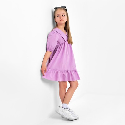 Платье с воротником для девочки KAFTAN: Summer cotton, лиловое, рост 134-140 см