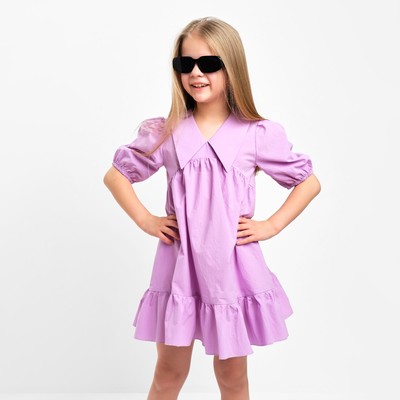 Платье с воротником для девочки KAFTAN: Summer cotton, лиловое, рост 134-140 см