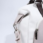 Сумка-саквояж "Саломея" на молнии, наружный карман, длинный ремень, цвет бежевый/белый - Фото 4