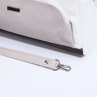 Сумка-саквояж "Саломея" на молнии, наружный карман, длинный ремень, цвет бежевый/белый - Фото 5