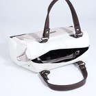 Сумка-саквояж "Саломея" на молнии, наружный карман, длинный ремень, цвет бежевый/белый - Фото 6