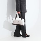 Сумка-саквояж "Саломея" на молнии, наружный карман, длинный ремень, цвет бежевый/белый - Фото 7