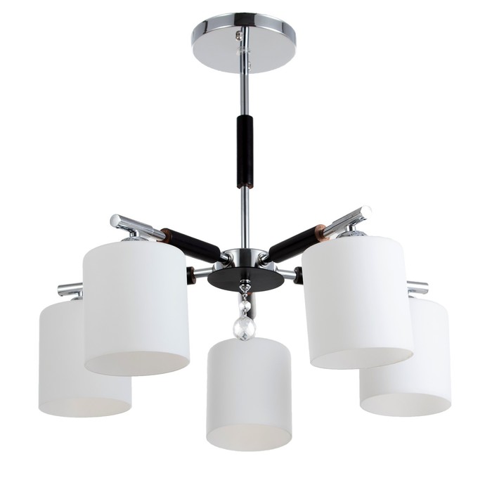 Люстра ЭкономСвет «Техник», Е27, 5×60 Вт, 50×50×39 см, хром, чёрная - Фото 1