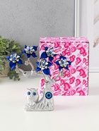 Фигурка от сглаза «Цветущее дерево. Филин со слитком золота», серебро, синий, 16×5.5×18.5 см - фото 60813466