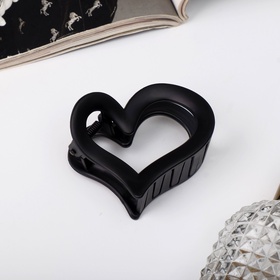 Крабик для волос «Сердце», 6.5 см, чёрный, МИКС (комплект 12 шт)