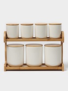 Набор банок фарфоровых для сыпучих на бамбуковой подставке BellaTenero, 7 предметов: 4 банки 200 мл, 3 банки 540 мл, белые - Фото 2
