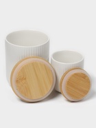 Набор банок фарфоровых для сыпучих на бамбуковой подставке BellaTenero, 7 предметов: 4 банки 200 мл, 3 банки 540 мл, белые - Фото 7