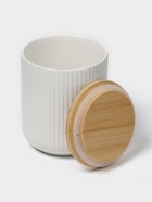 Набор банок фарфоровых для сыпучих на бамбуковой подставке BellaTenero, 7 предметов: 4 банки 200 мл, 3 банки 540 мл, белые - Фото 9