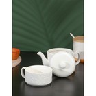 Набор фарфоровый чайный на бамбуковой подставке BellaTenero «Орнамент», 2 предмета: чайник 400 мл, кружка 280 мл, цвет белый - Фото 3