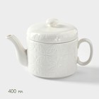 Набор чайный BellaTenero «Орнамент», 3 предмета: чайник 400 мл, кружка 280 мл, фарфор, бамбуковая подставка, белый - Фото 4