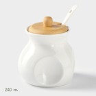Набор чайный BellaTenero, 5 предмета: 2 чашки 100 мл, сахарница с крышкой 240 мл, ложка, фарфор, бамбуковая подставка, белый - Фото 3