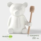Ёмкость для мёда BellaTenero «Мишка», 280 мл, 14.5×12 см, с ложкой, фарфор, белая - Фото 1