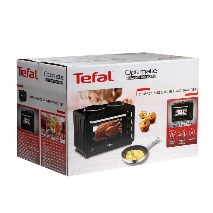 Мини-печь Tefal OF463830, 1500 Вт, 32 л, 90-230°С, гриль, чёрная - фото 51338961