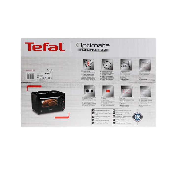 Мини-печь Tefal OF463830, 1500 Вт, 32 л, 90-230°С, гриль, чёрная - фото 51338964