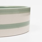 Миска керамическая "След" 300 мл  12,5 x 4,5 cм, серо-зелёная в белую полоску - фото 9597431