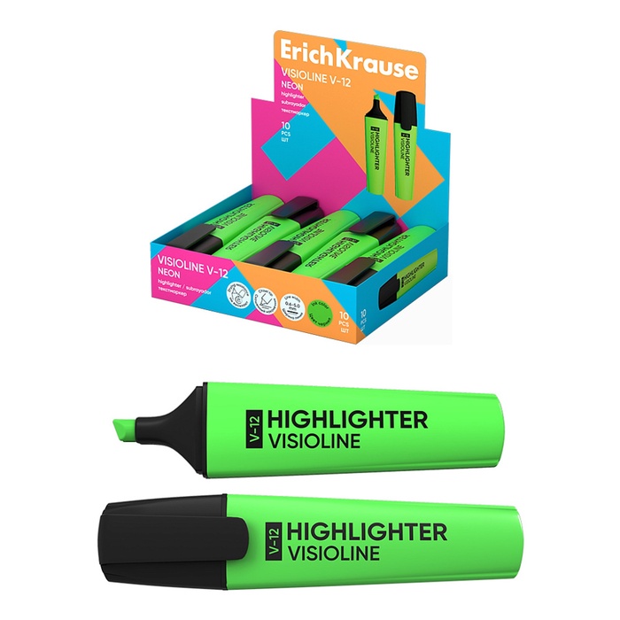 Маркер текстовыделитель ErichKrause V-12, 0.6-5.2 мм, зелёный - Фото 1