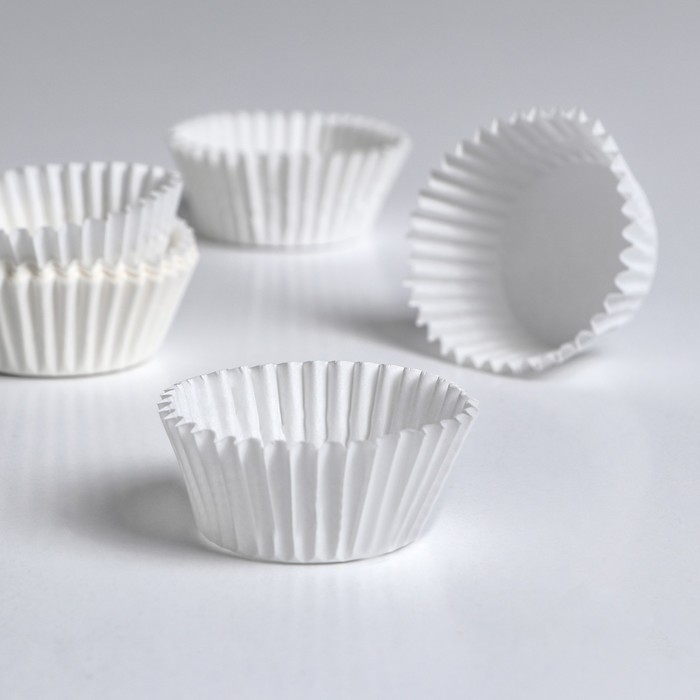 Форма для выпечки кексов бумажная UPAK LAND, 3.5×2 см, одноразовая, белая - Фото 1