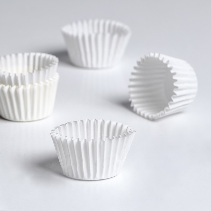Форма для выпечки кексов бумажная UPAK LAND, 3×2.5 см, одноразовая, белая - Фото 1