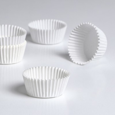 Форма для выпечки кексов бумажная UPAK LAND, 4×2.6 см, одноразовая, белая