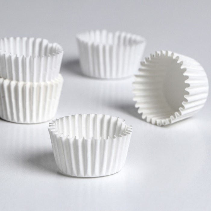 Форма для конфет бумажная UPAK LAND, 3×1.8 см, одноразовая, белая - Фото 1