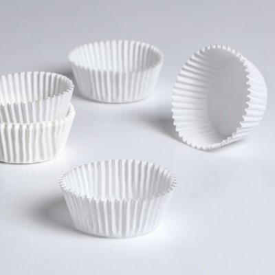 Форма для выпечки кексов бумажная UPAK LAND, 5×2.5 см, одноразовая, белая