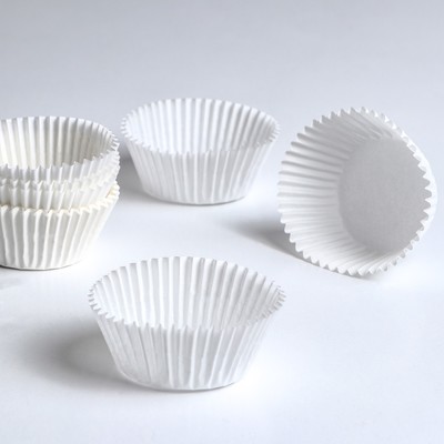 Форма для выпечки кексов бумажная UPAK LAND, 5×3 см, одноразовая, белая