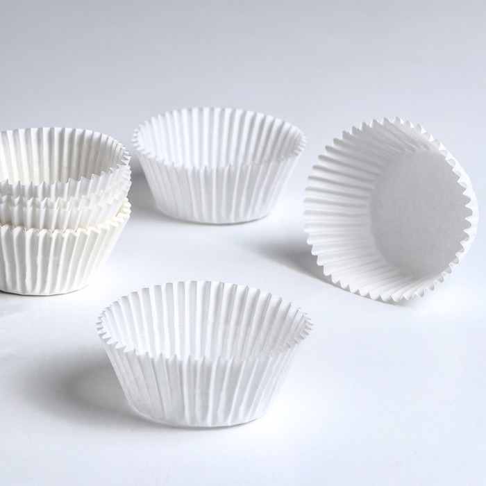 Форма для выпечки кексов бумажная UPAK LAND, 5×3 см, одноразовая, белая - Фото 1