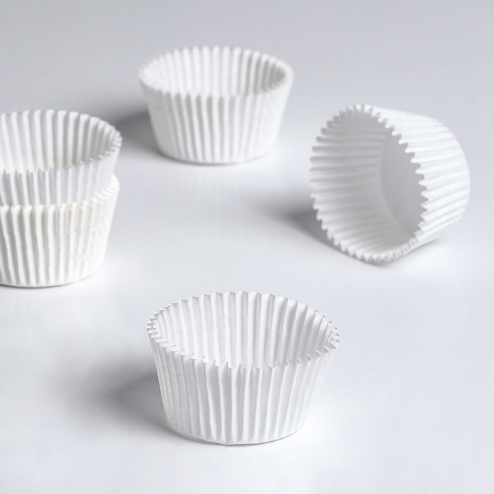 Форма для выпечки кексов бумажная UPAK LAND, 4.5×2.9 см, одноразовая, белая - Фото 1