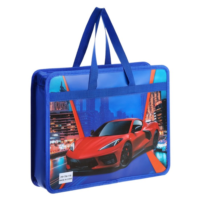 Папка с ручками пластиковая А4, 37×22×5 см «Машина красная», МИКС - Фото 1