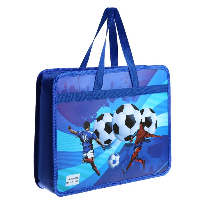 Папка с ручками пластиковая А4, 37×22×5 см «Футбол», МИКС - Фото 1