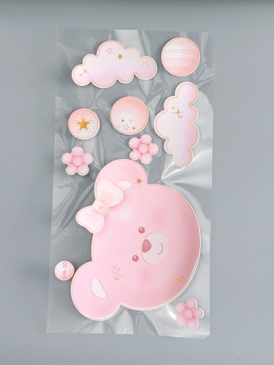 Наклейка интерьерная «Мишка розовый», декор на стену, 31×60 см