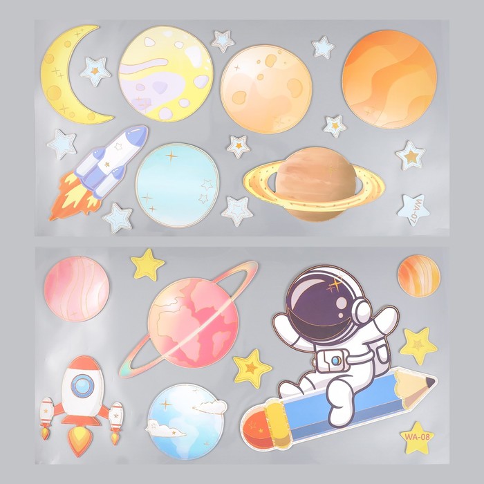 Наклейка интерьерная «Космические приключения», 31×60 см, МИКС - Фото 1