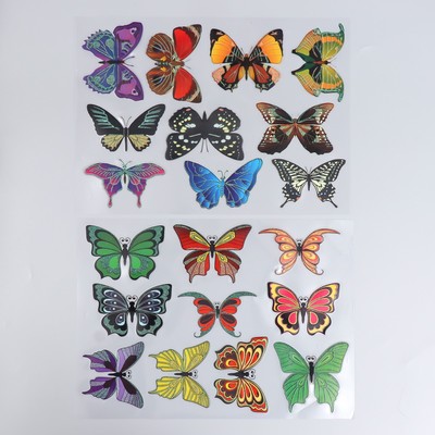 Наклейка без липкого слоя интерьерная цветная "Музей бабочек" 25х35 см МИКС