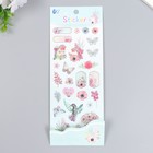 Наклейка пластик "Птицы и цветы" с серебристой обводкой 10х27 см - фото 108772416