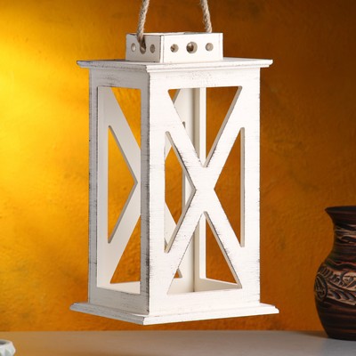 Кашпо деревянное "Фонарь.Прованс", 17х17х31 см, бежевый