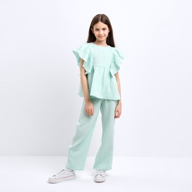 Комплект (блузка и брюки) для девочки MINAKU цвет бирюзовый, рост 158 см