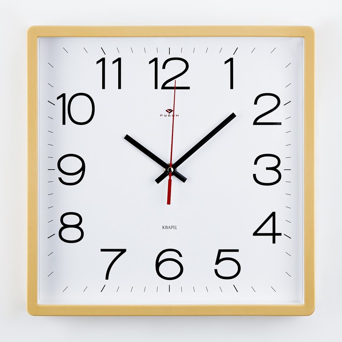 Часы настенные, интерьерные, бесшумные, 30 х 30 см, бежевые - Фото 1