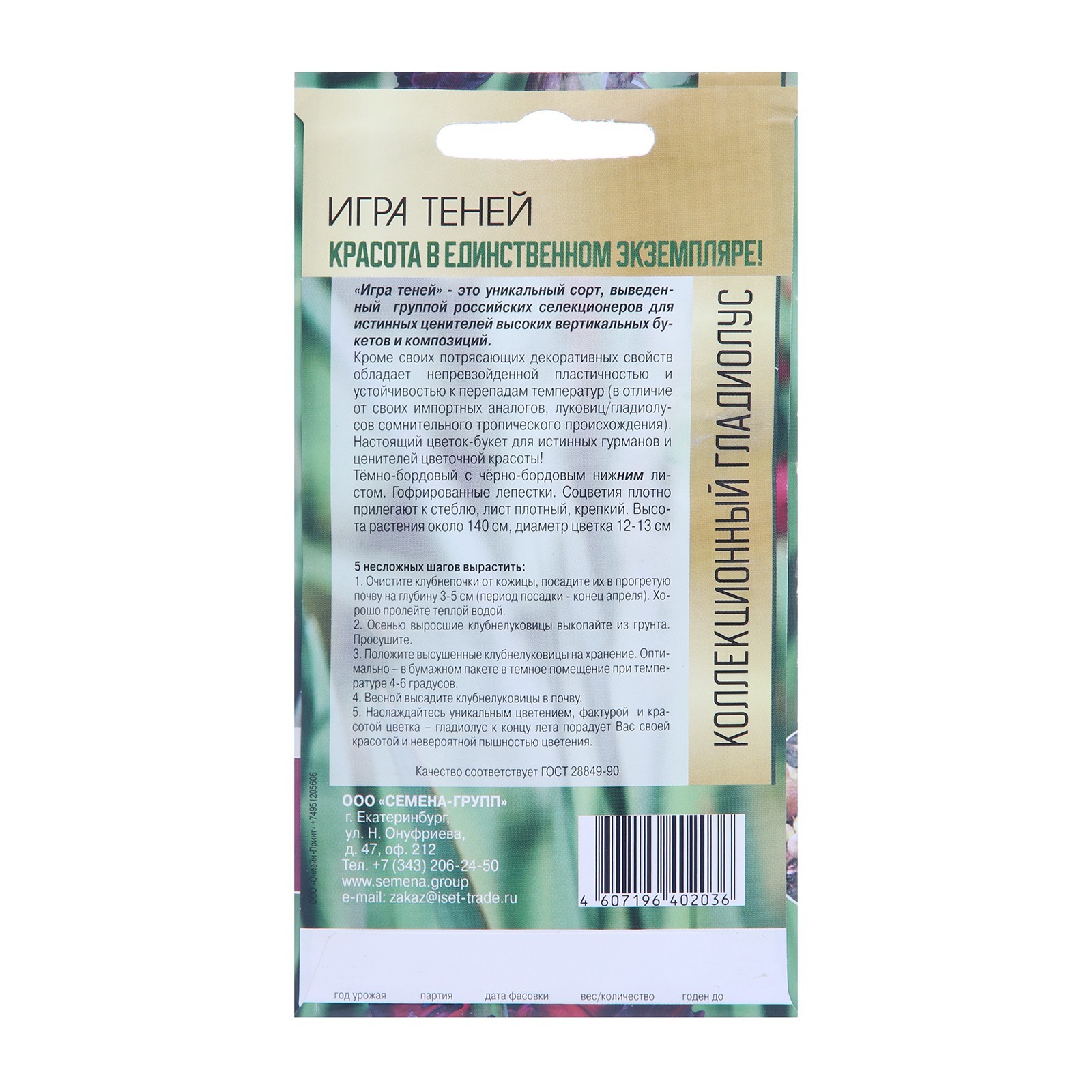 Клубнепочка гладиолуса Игра теней (темный), 5 шт.