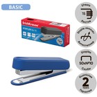 Степлер канцелярский № 10 ErichKrause, до 15 листов, встроенный антистеплер, МИКС - Фото 3