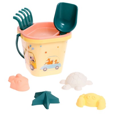 Набор игрушек для песочницы, 8 предметов: ведёрко, сито, совочек, грабли, 4 формочки