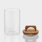 Банка для хранения сыпучих «Вуд», 950 мл, 10×20 см, с деревянной крышкой, стекло - Фото 2